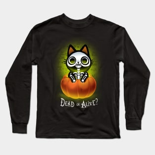 Schrödinger's Cat Nightmare - Funny Halloween Pumpkin - Dead and Alive Long Sleeve T-Shirt